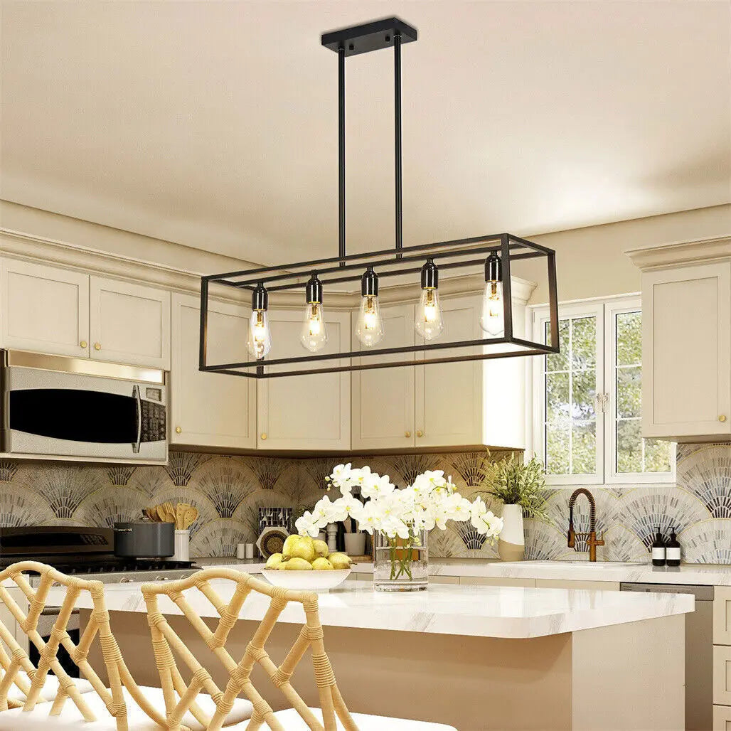 Farmhouse Chandelier With Pendant Lights