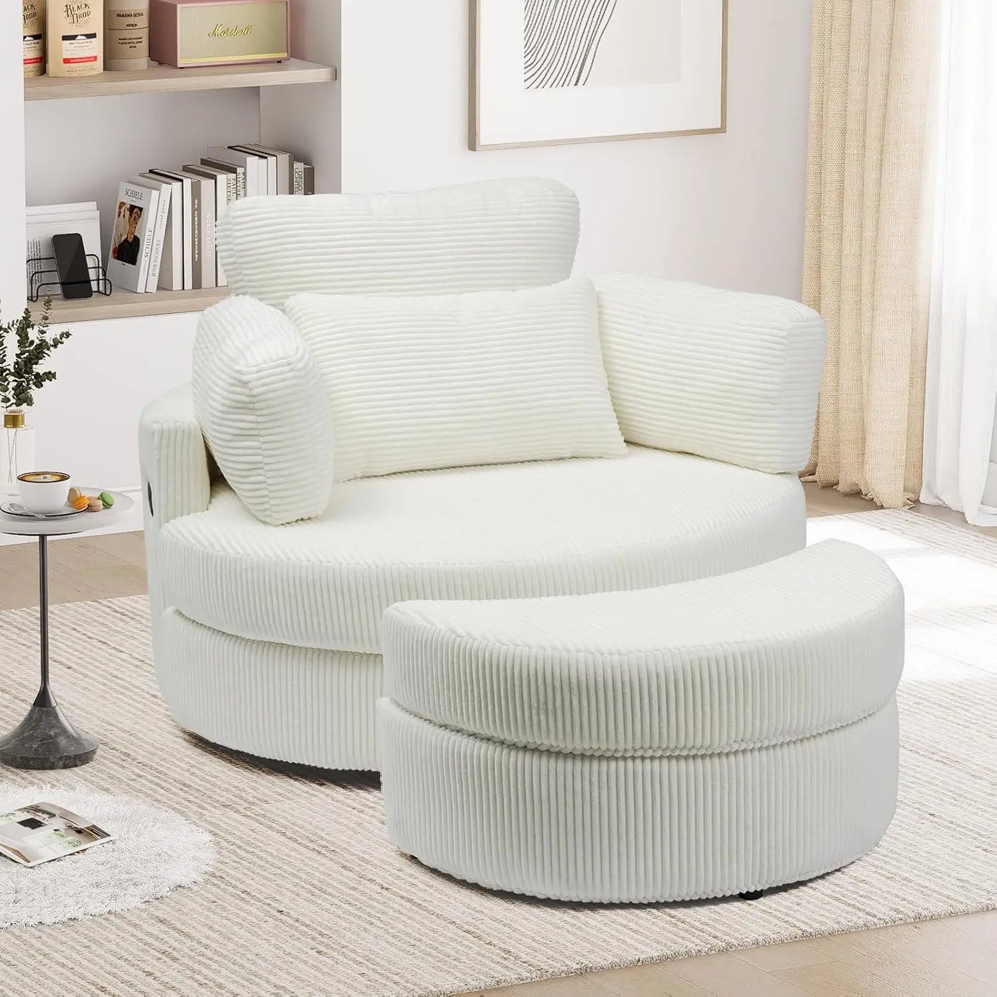 Rotating Lounge Chair With Pillows