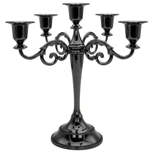 Five-Arm Matte Black Candelabra