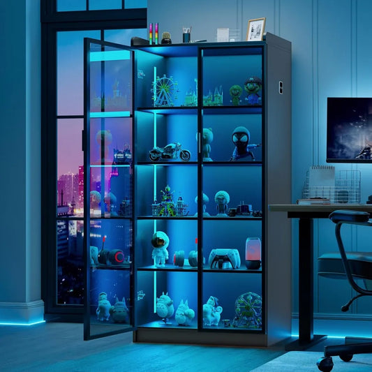 5 Tier LED Bookcase Display Cabinet
