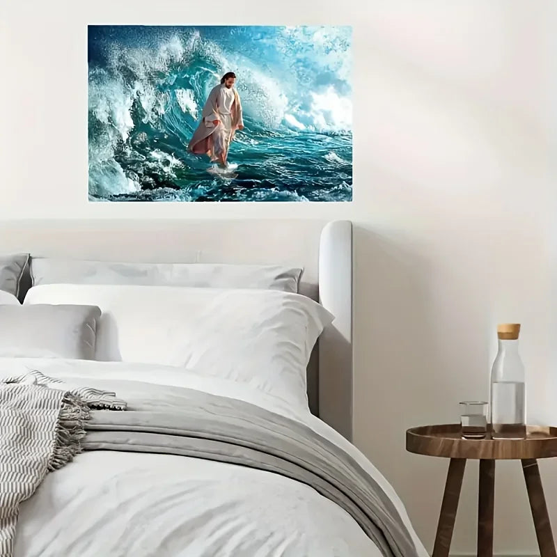 Jesus Walking On The Water; Canvas Painting