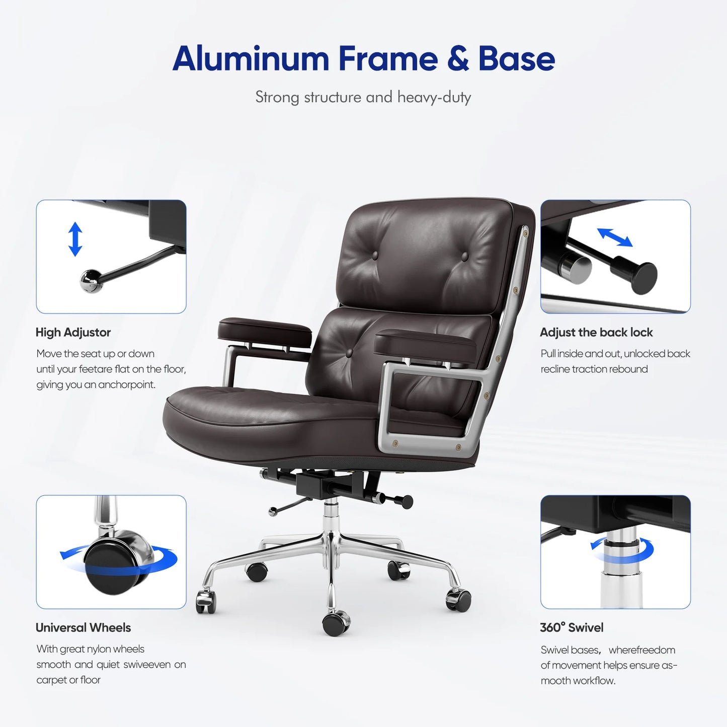 Leather Ergonomic Swivel Office Chair