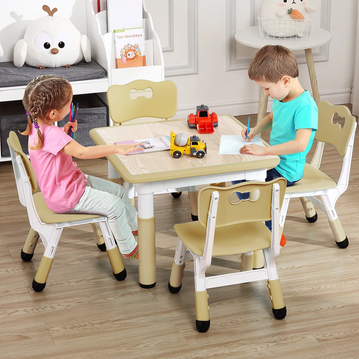 Kids  Adjustable Easy -Wipe Arts & Crafts Table And Chair Set