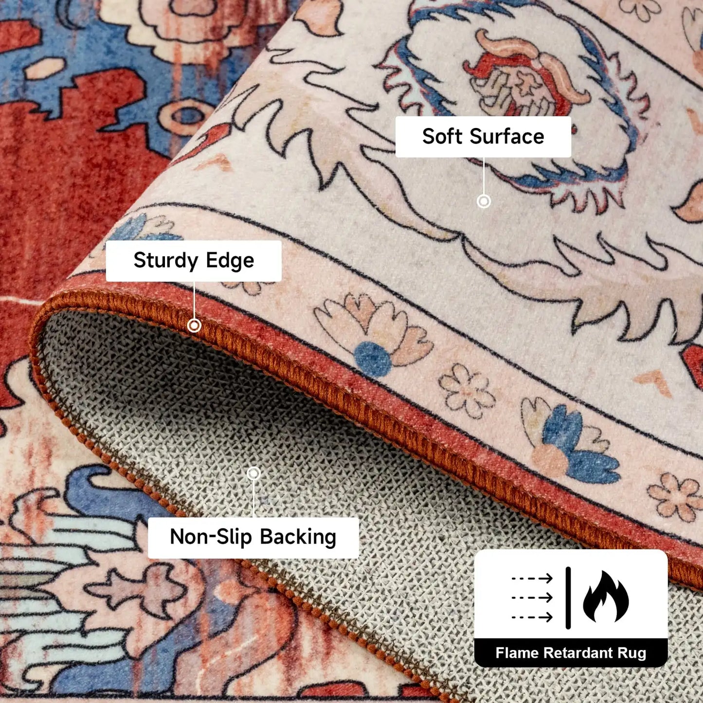 Bohemian Ultra-Thin Vintage Stain Resistant Indoor Carpet