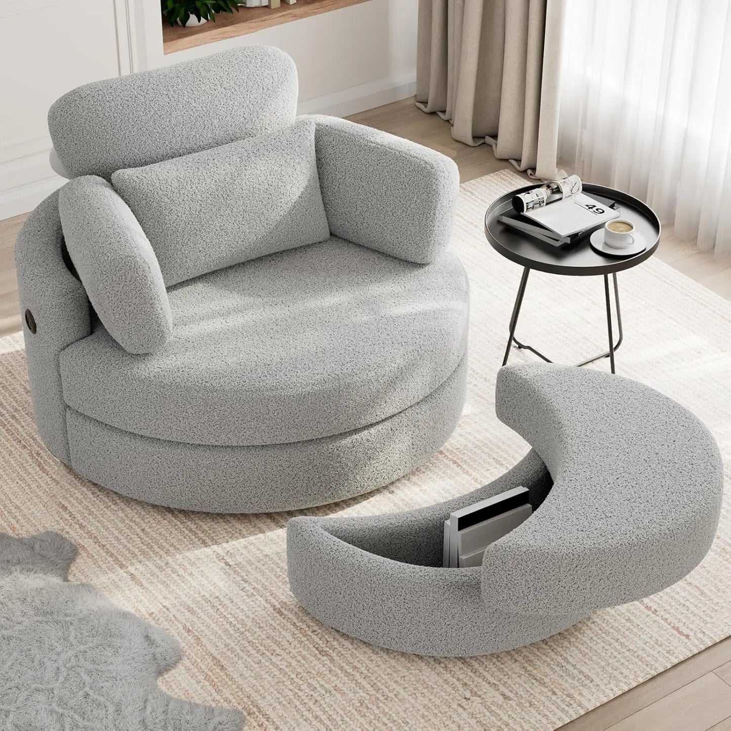 Rotating Lounge Chair With Pillows