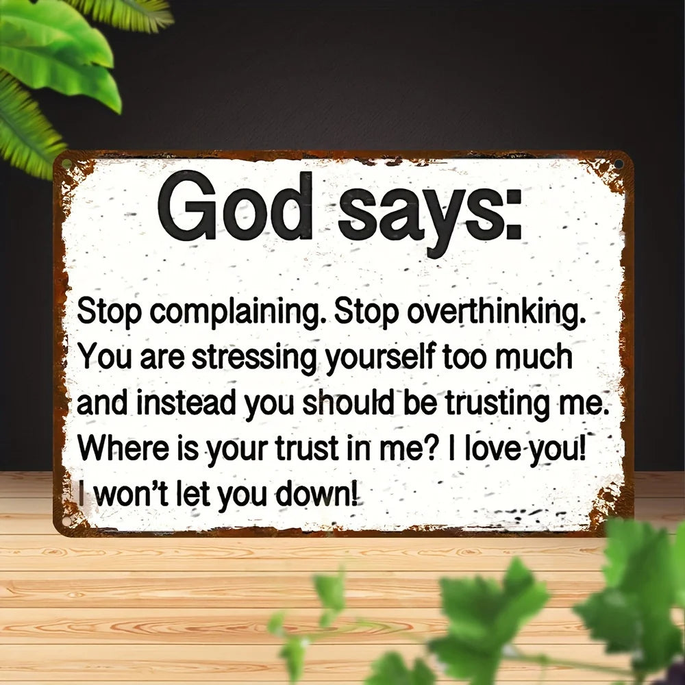 Rustic  "God Says" Metal Wall Sign