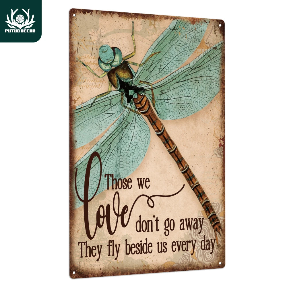 Vintage Dragonfly Motivational Plaque