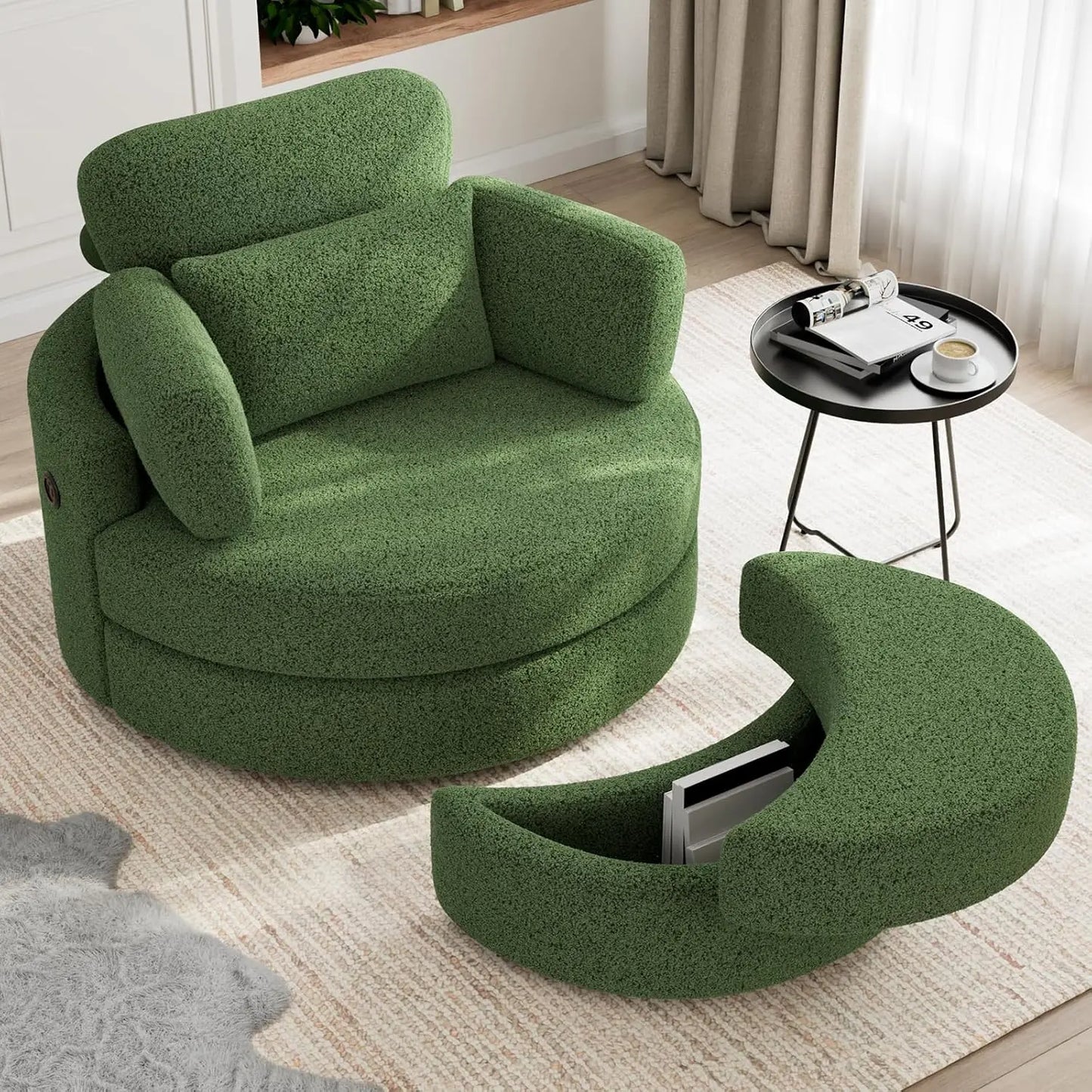Rotating Lounge Chair With Pillows