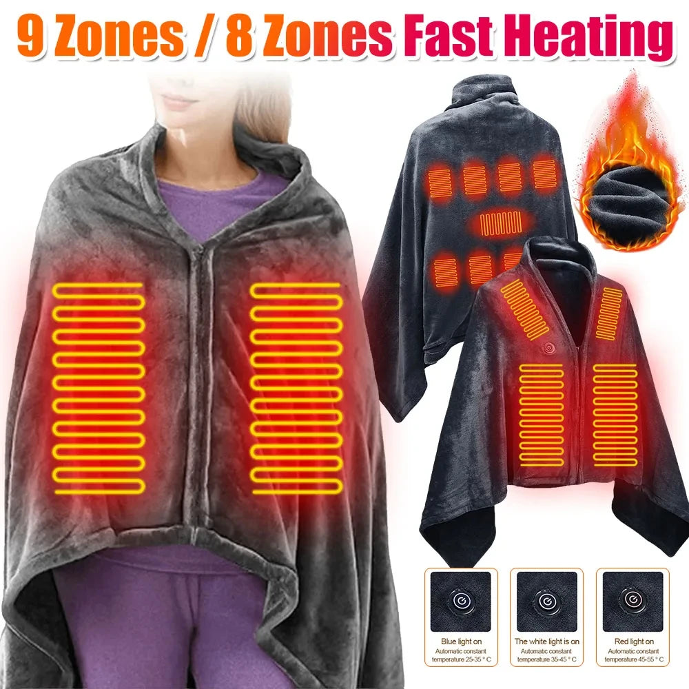 USB Electric Wearable Heating Lap Blanket for Household and Office