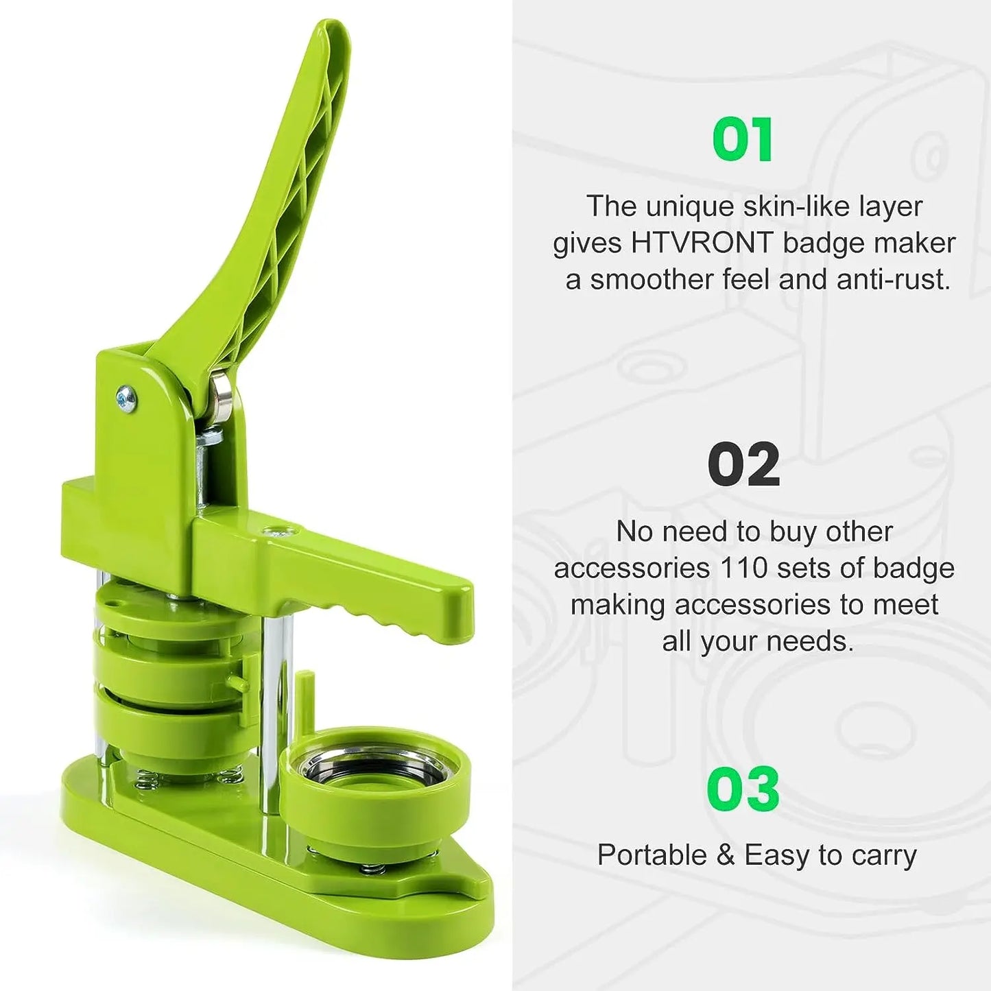 HTVRONT Button & Badge Maker w/ Ergonomic Arc Handle Punch Press
