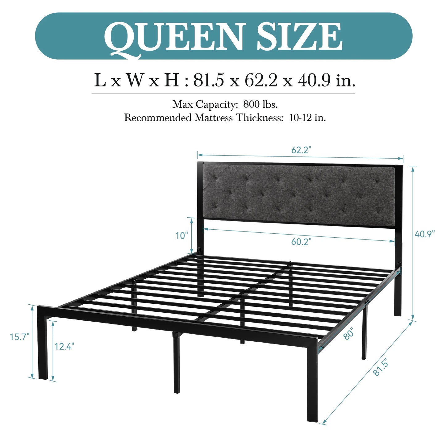 Modern Platform Bed With Upholstered Headboard