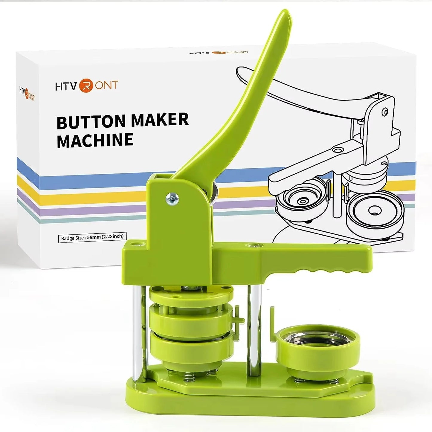 HTVRONT Button & Badge Maker w/ Ergonomic Arc Handle Punch Press