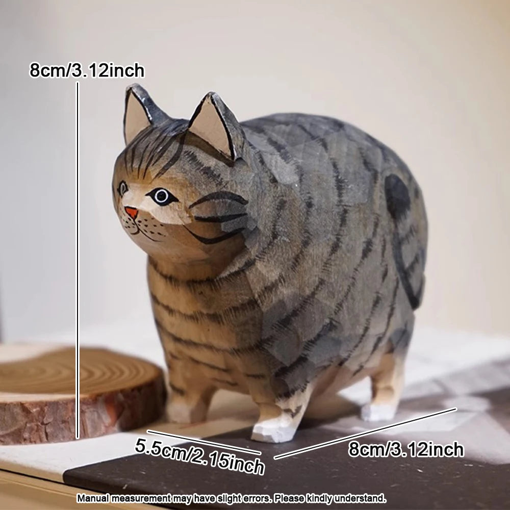 Handcrafted wood carving Home decorations decoraciones para el hogar desk accessories room decor Handmade Cat statue fathers day