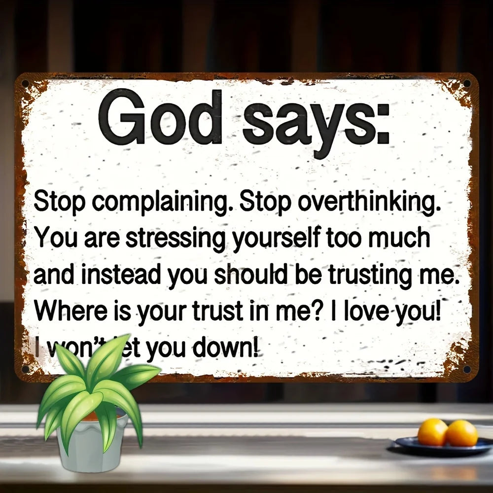 Rustic  "God Says" Metal Wall Sign