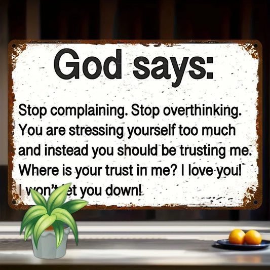 Rustic  "God Says" Metal Wall Sign