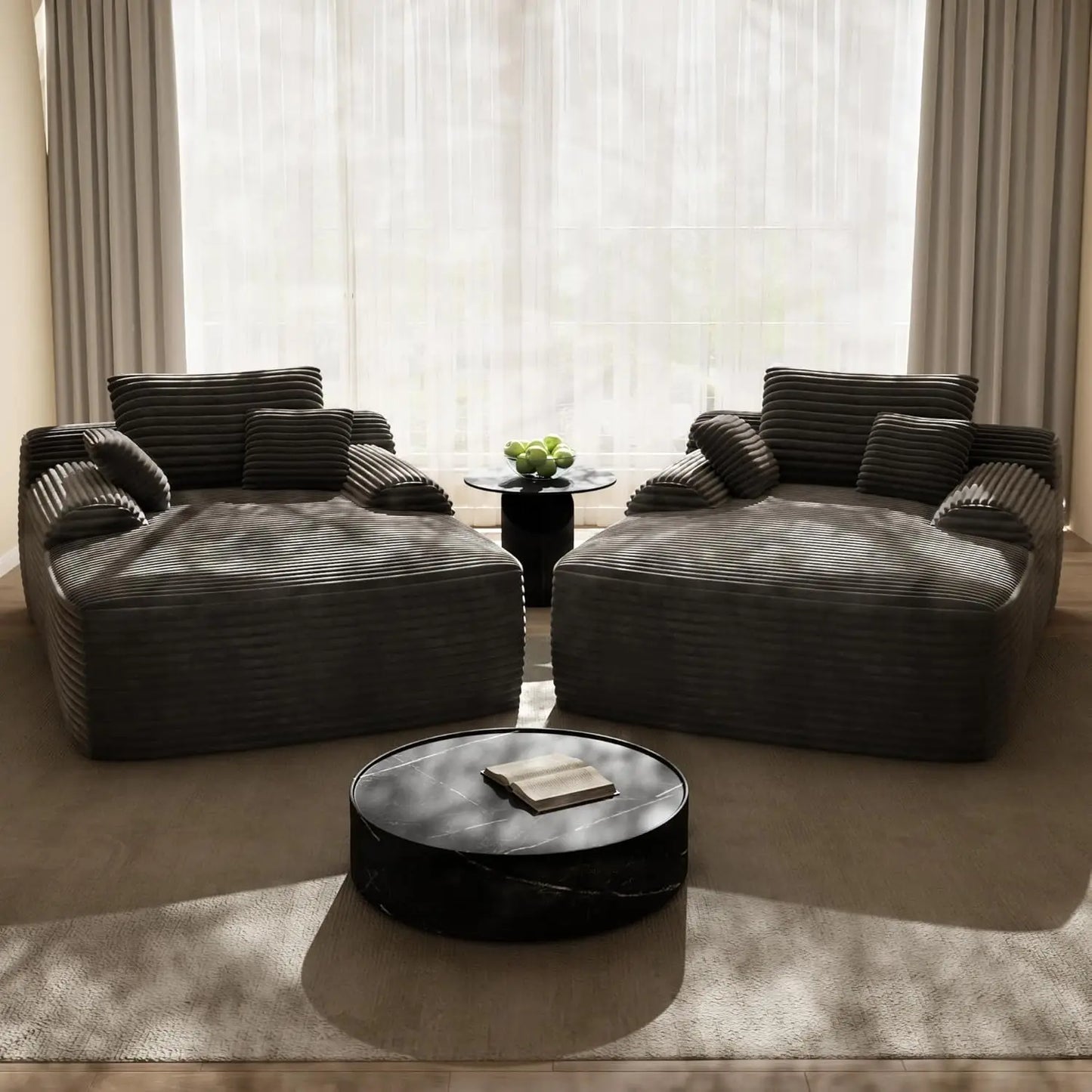 Oversized Chaise Corduroy Lounge Reading Chair