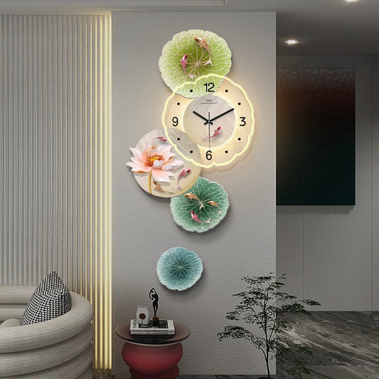 High-End Decorative Painting Wall Lamp clock