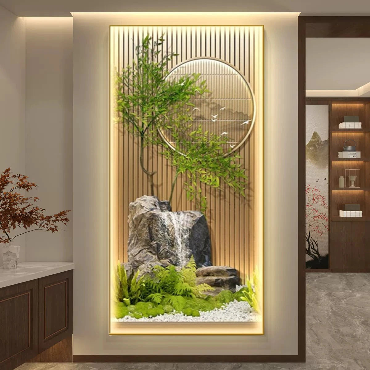 LED Bamboo Landscape Scenery Hanging Paintings Wall Lamp