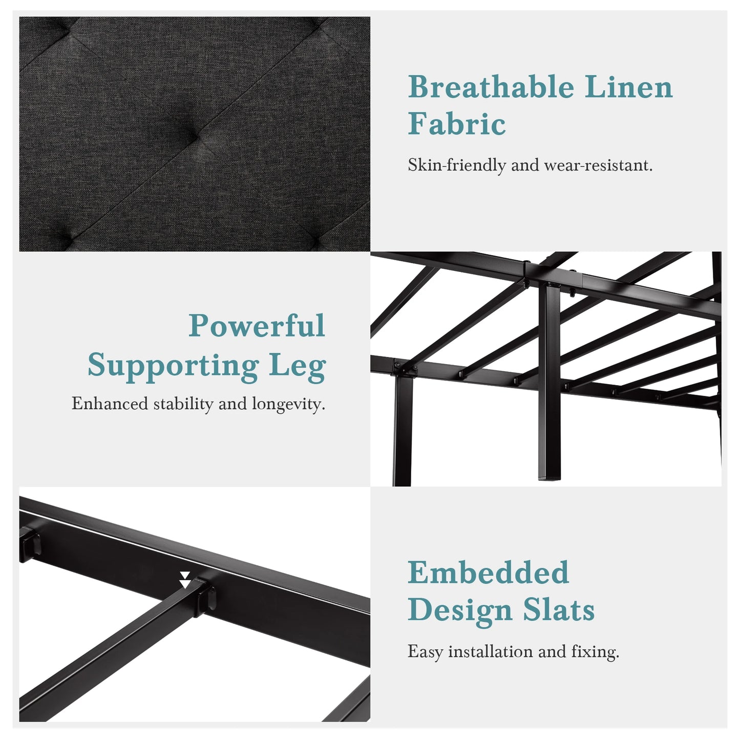 Modern Platform Bed With Upholstered Headboard