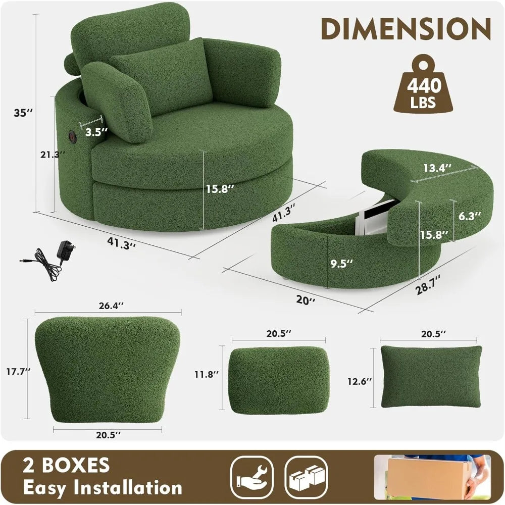 Rotating Lounge Chair With Pillows