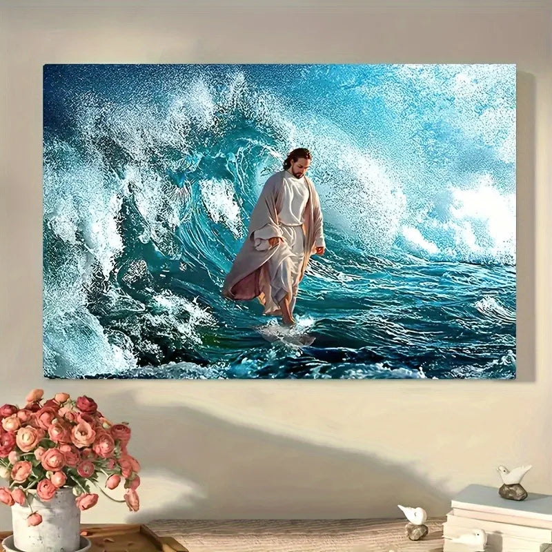 Jesus Walking On The Water; Canvas Painting