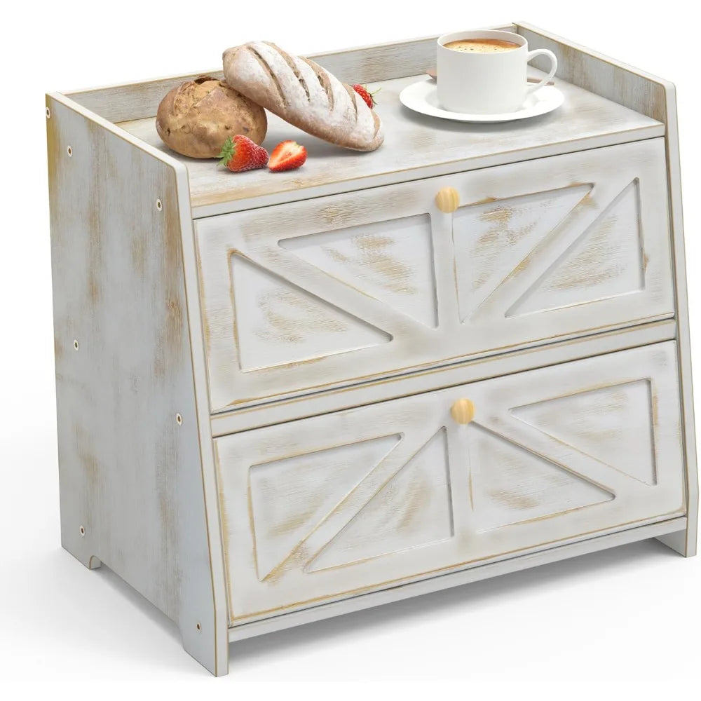 Large Vintage Bamboo Bread Storage Bin