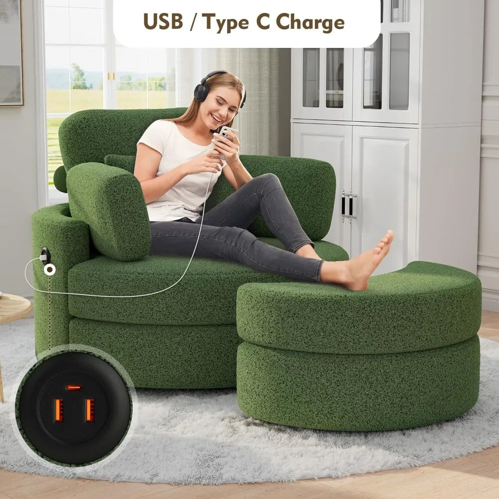 Rotating Lounge Chair With Pillows