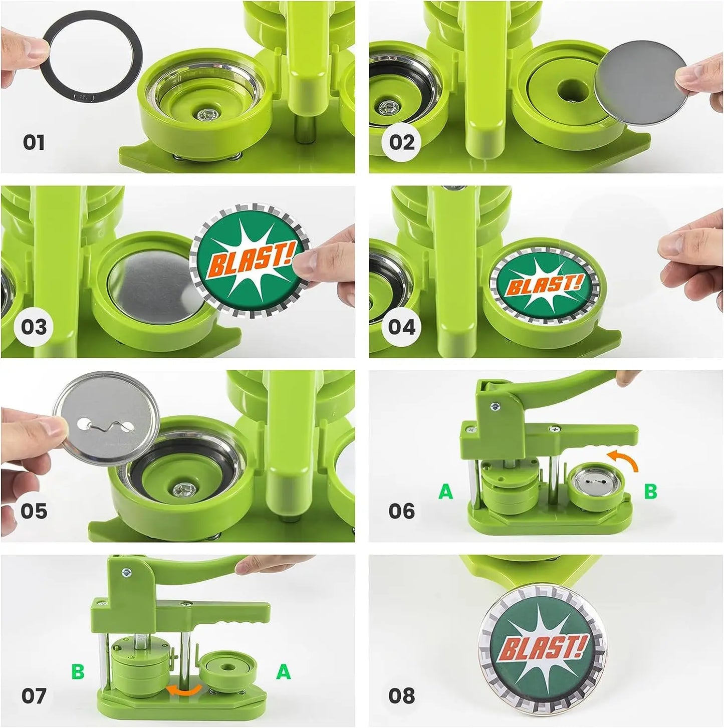 HTVRONT Button & Badge Maker w/ Ergonomic Arc Handle Punch Press