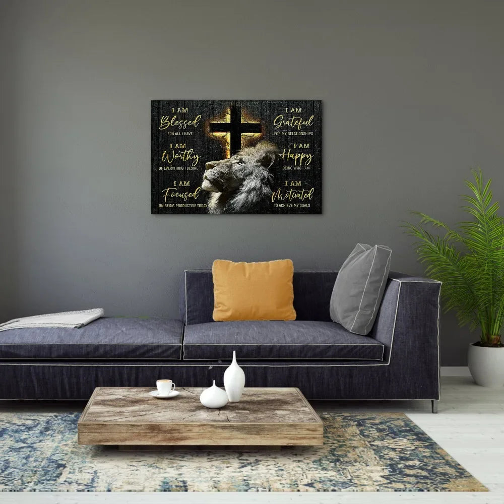 Framed Jesus Lion Canvas Wall Art